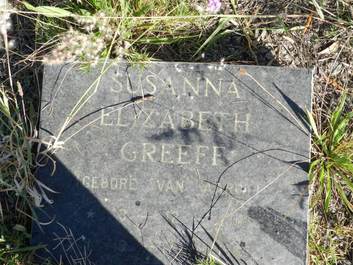 GREEFF Susanna Elizabeth nee VAN AARDT 1918-1985