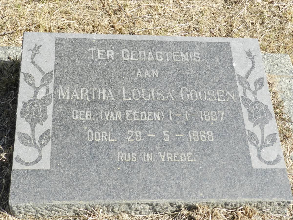 GOOSEN Martha Louisa nee VAN EEDEN 1887-1968