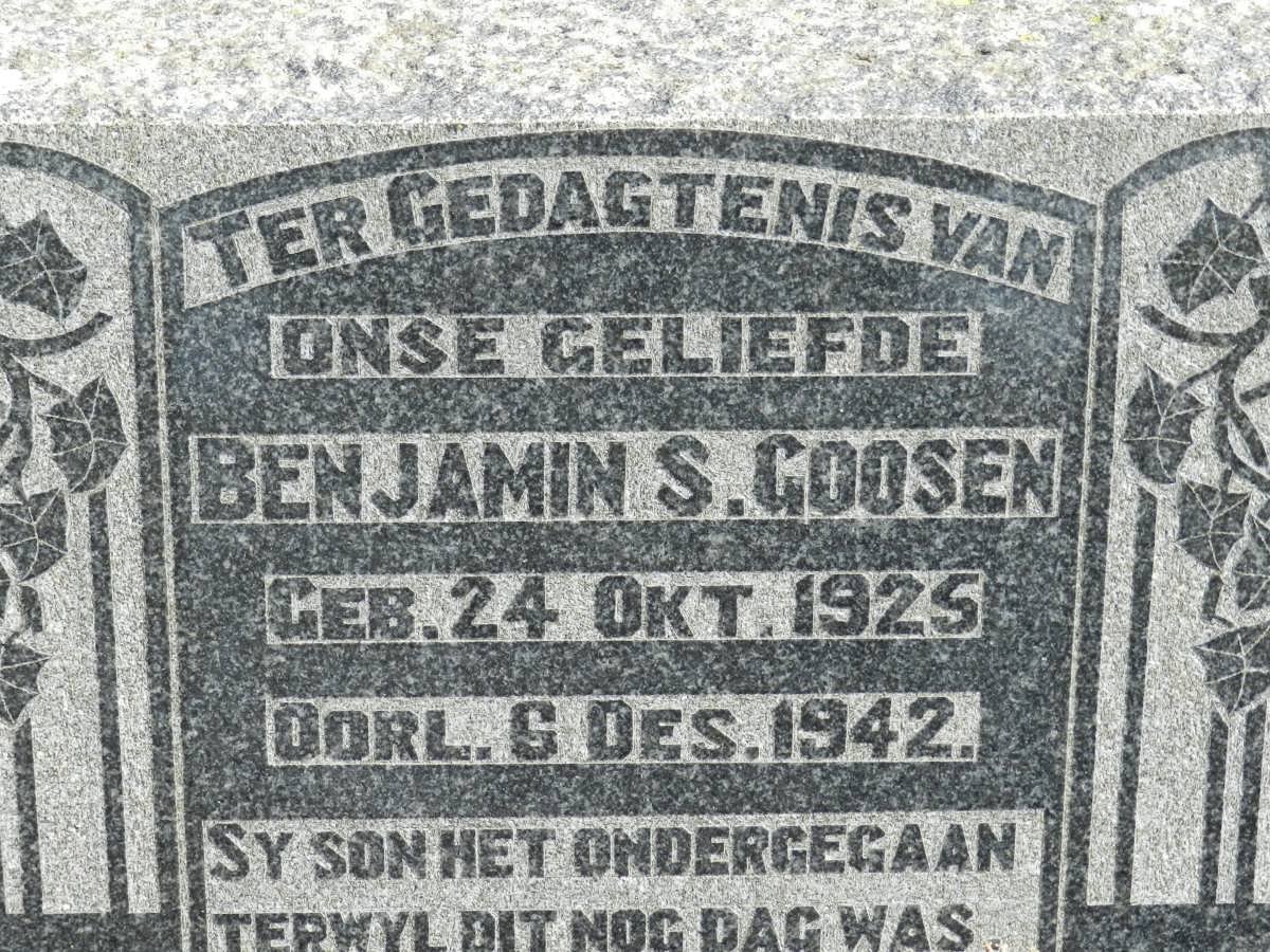 GOOSEN Benjamin S. 1925-1942