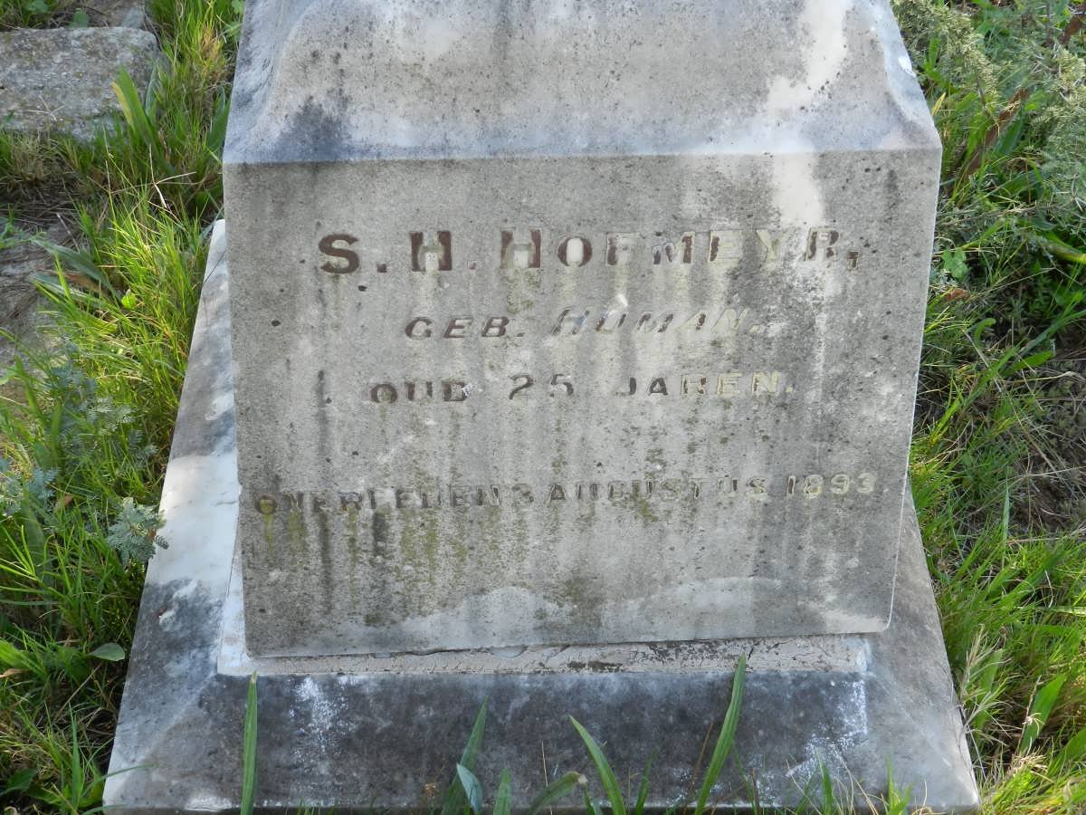 HOFMEYR S.H. nee HUMAN -1893