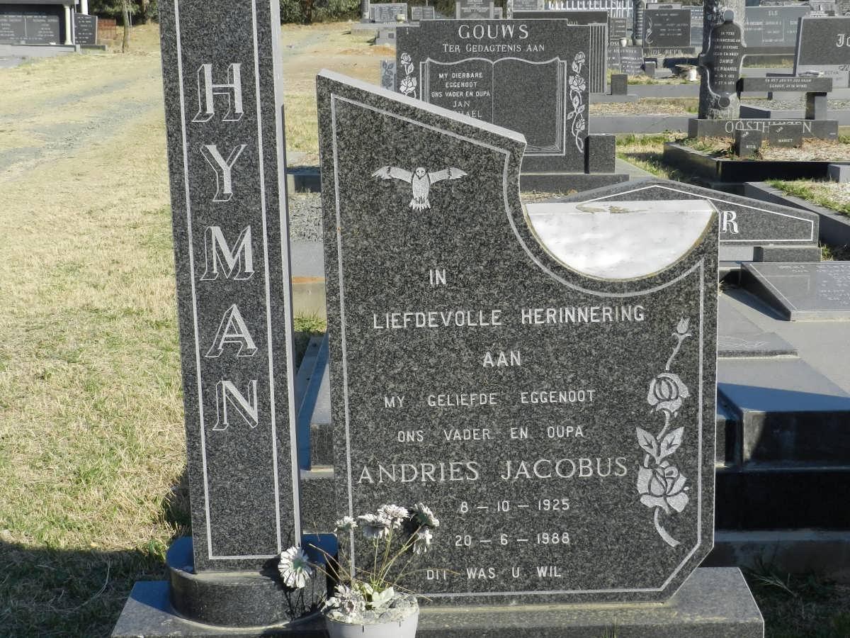 HYMAN Andries Jacobus 1925-1988