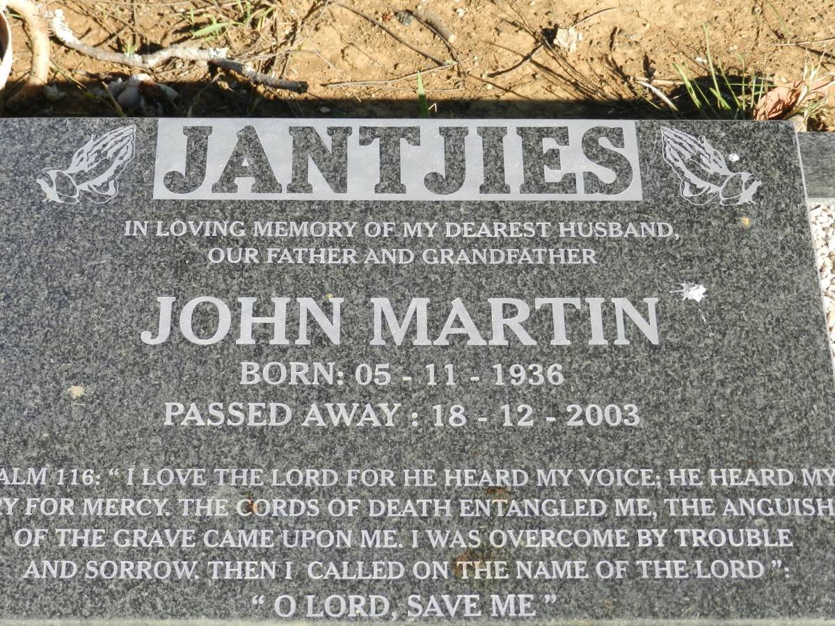 JANTJIES John Martin 1936-2003