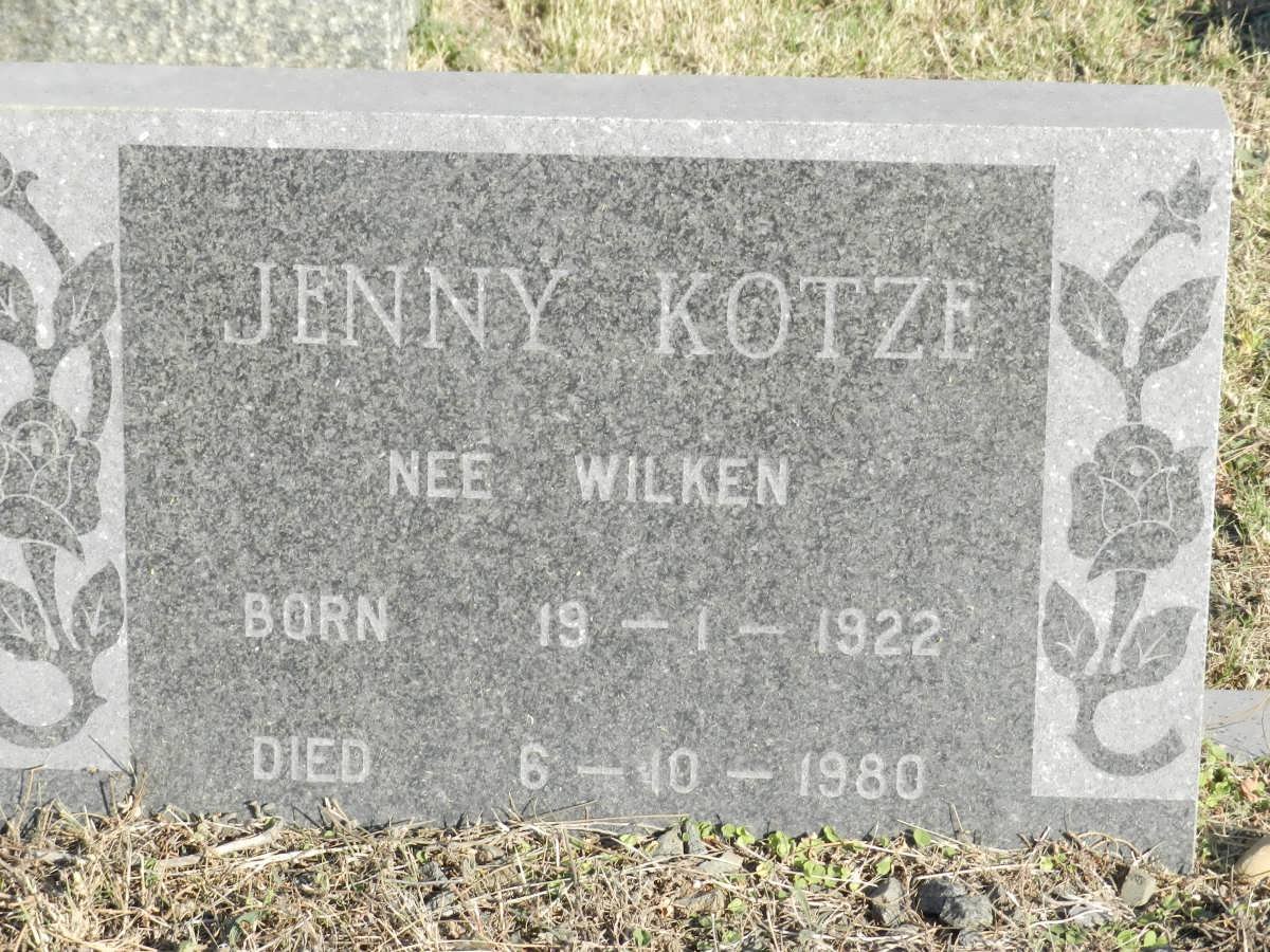 KOTZE Jenny nee WILKEN 1922-1980