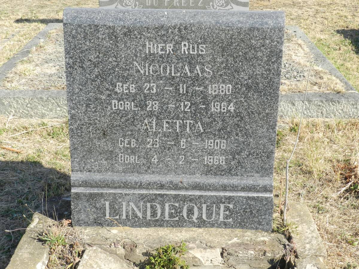 LINDEQUE Nicolaas 1880-1964 &amp; Aletta 1908-1966