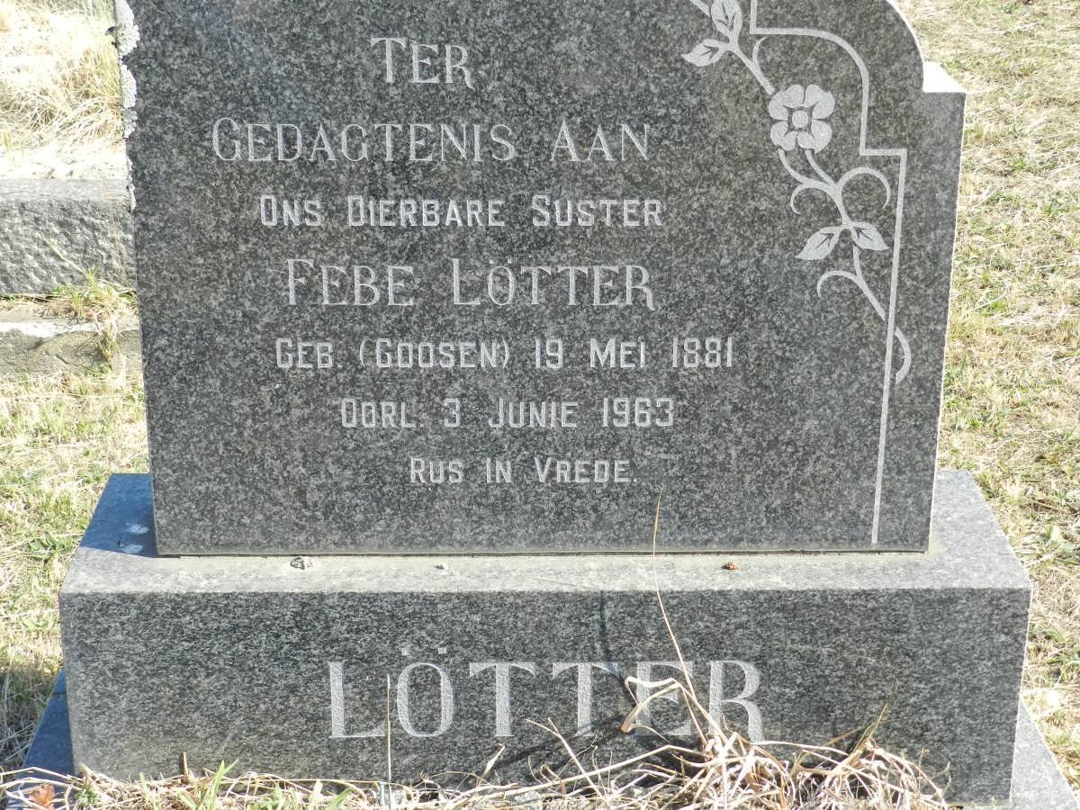 LÖTTER Febe nee GOOSEN 1881-1963