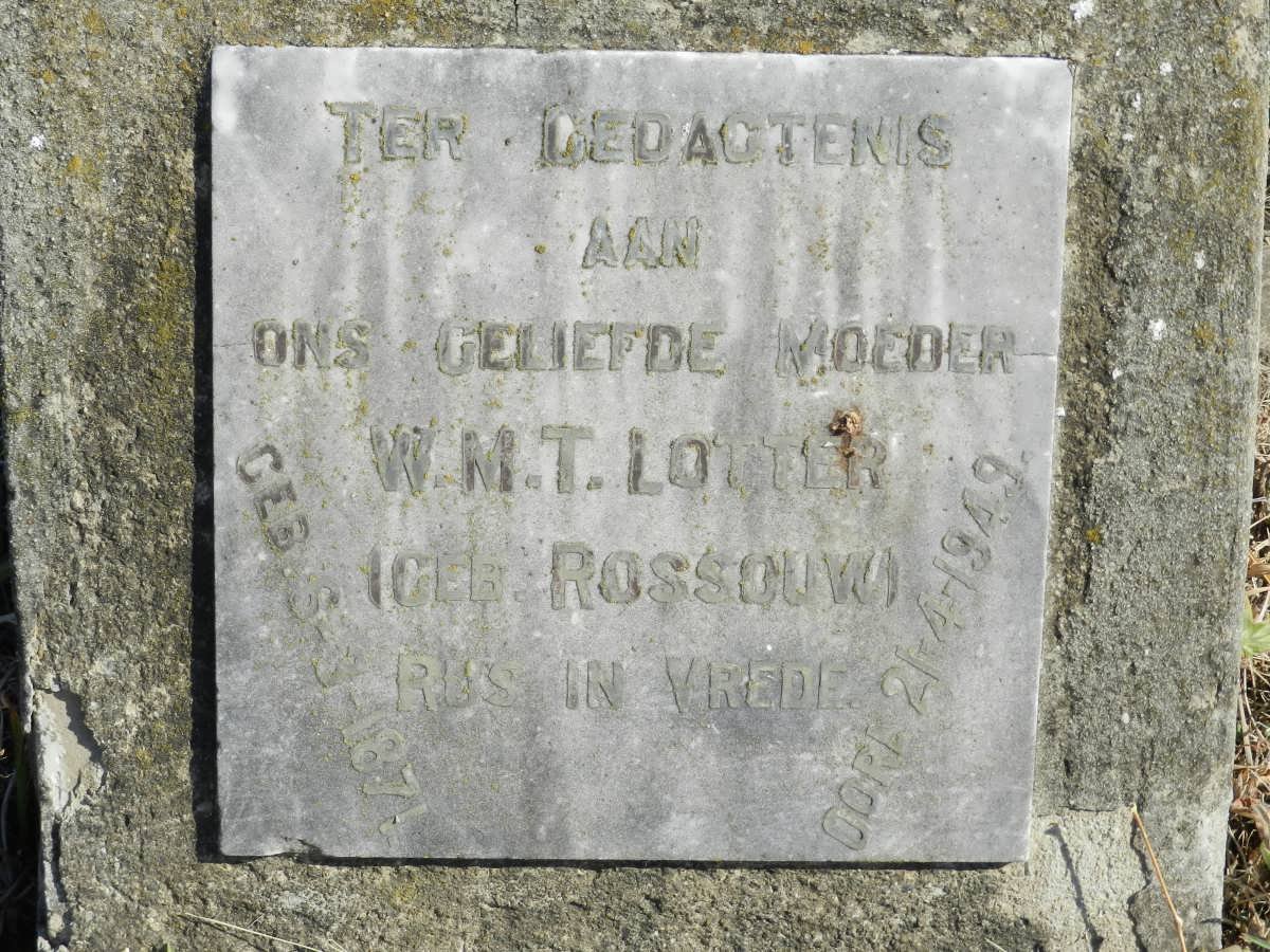 LOTTER W.M.T. nee ROSSOUW 1871-1949