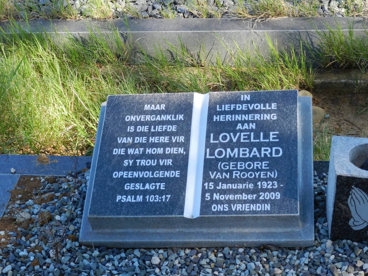 LOMBARD Lovelle nee VAN ROOYEN 1923-2009
