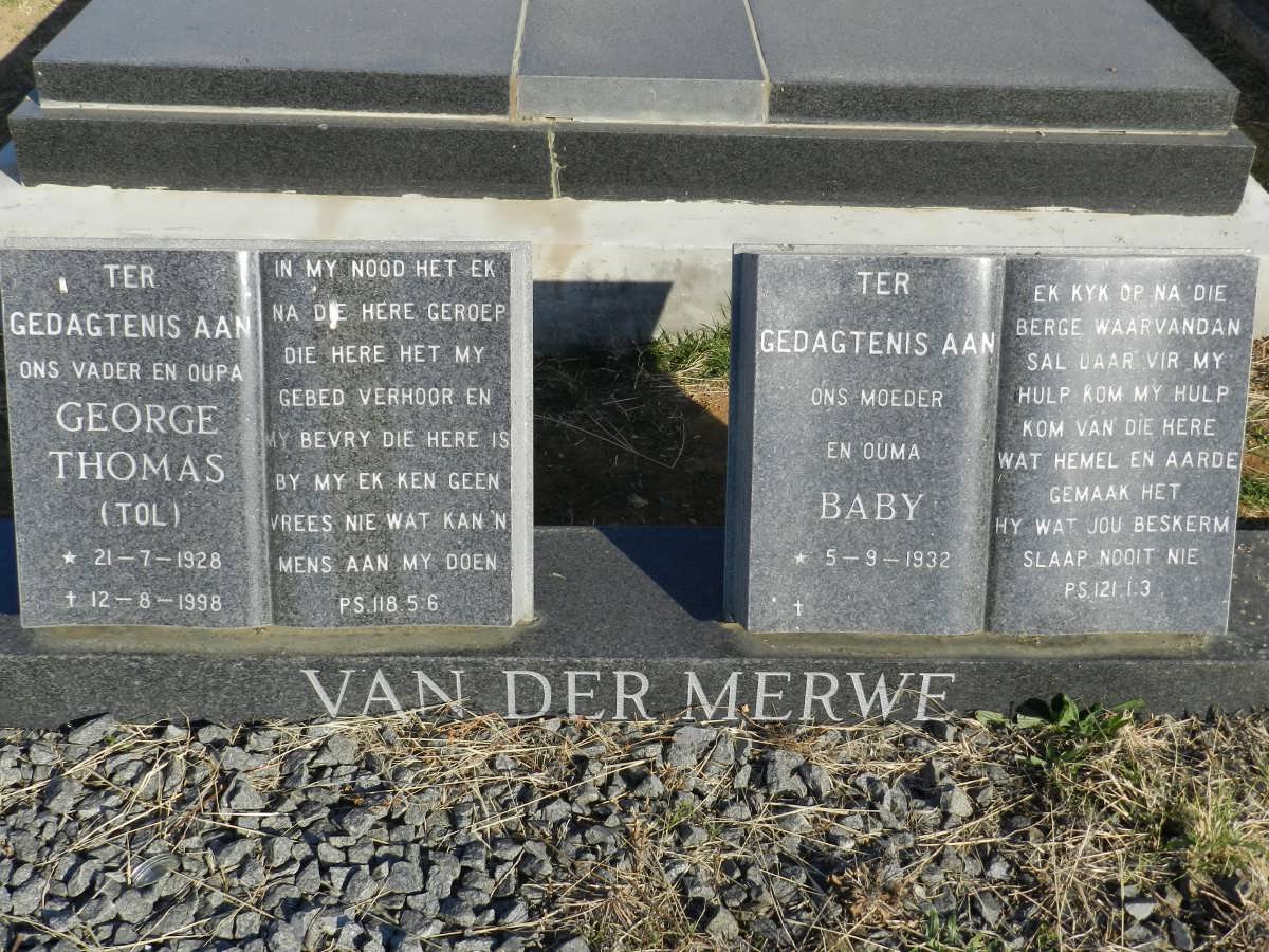MERWE George Thomas, van der 1928-1998 &amp; Baby 1932-