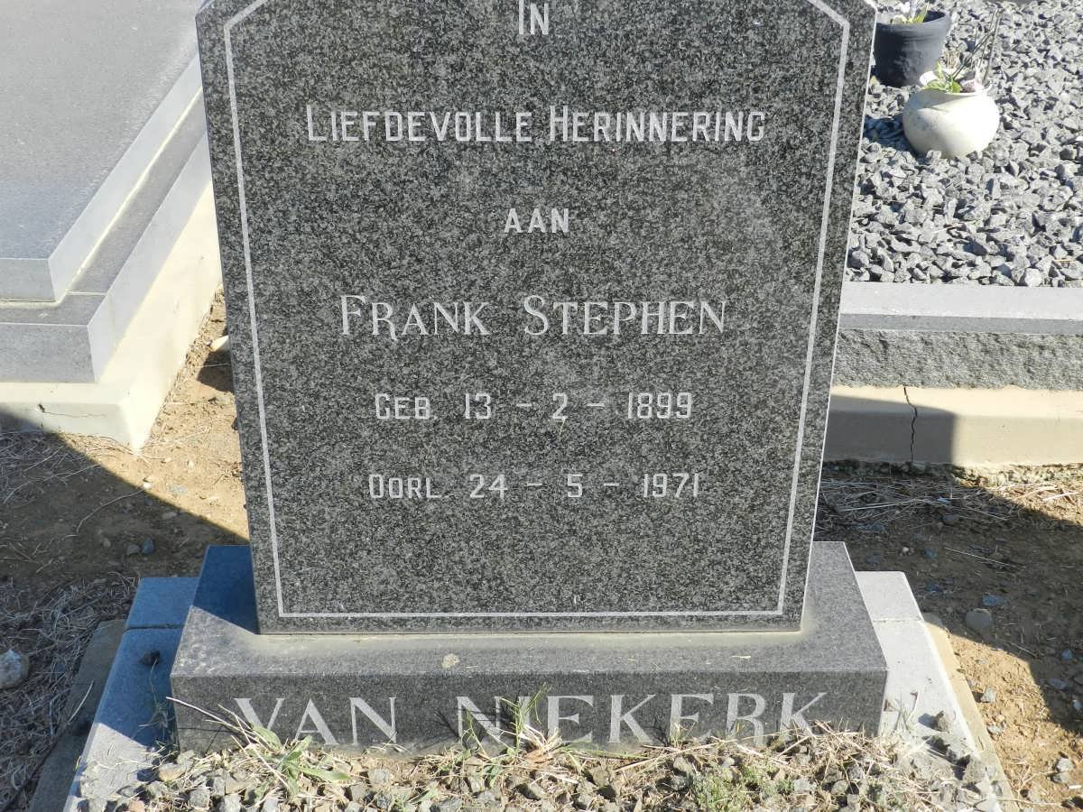 NIEKERK Frank Stephen, van 1899-1971