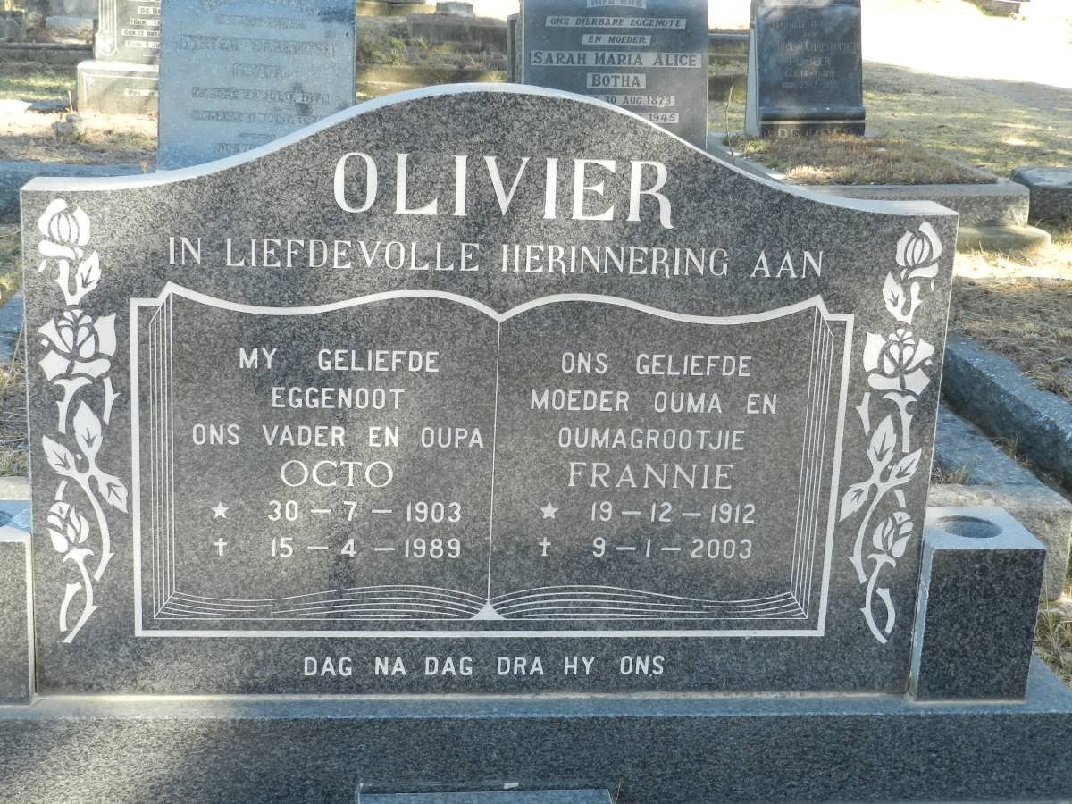OLIVIER Octo 1903-1989 &amp; Frannie 1912-2003
