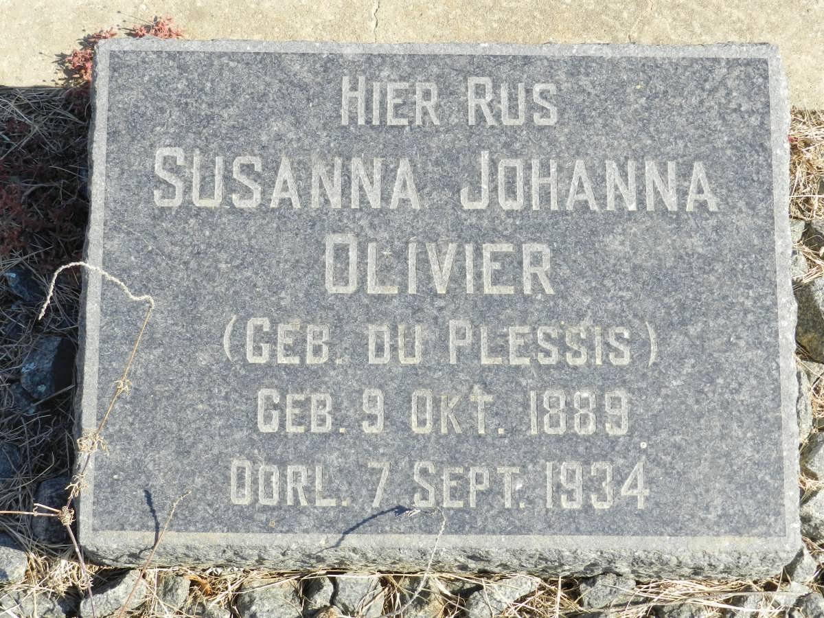 OLIVIER Susanna Johanna nee DU PLESSIS 1889-1934