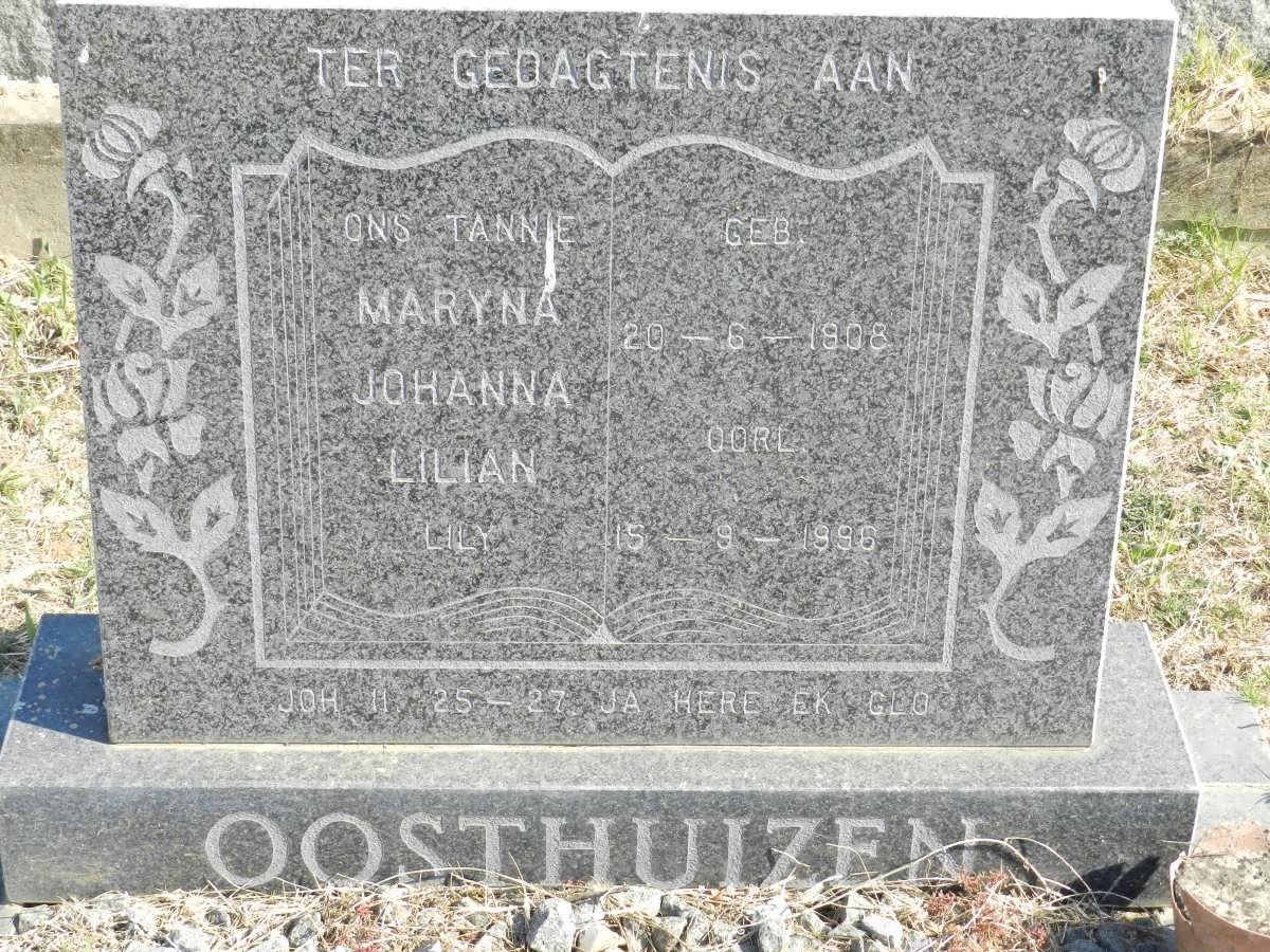 OOSTHUIZEN Maryna Johanna Lilian 1908-1996