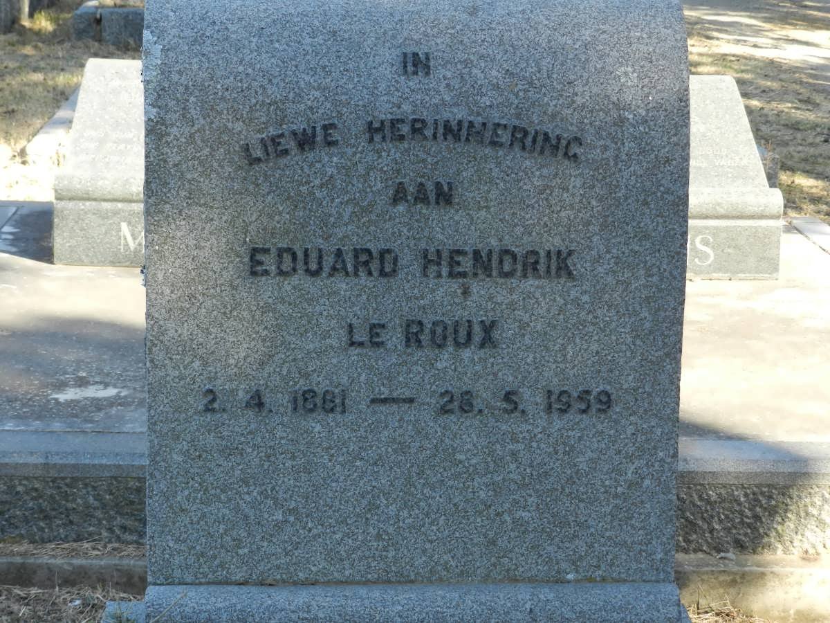 ROUX Eduard Hendrik, le 1881-1959