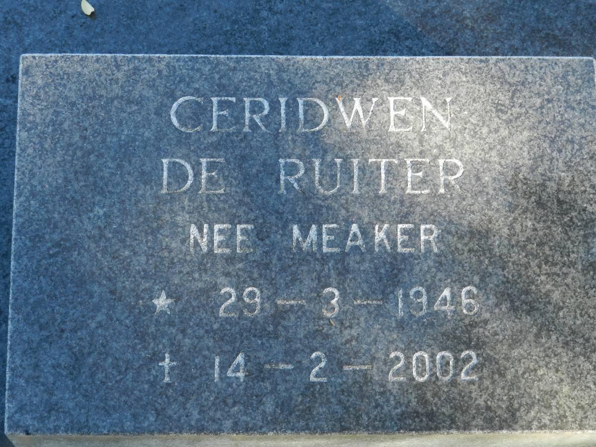RUITER Ceridwen, de nee MEAKER 1946-2002