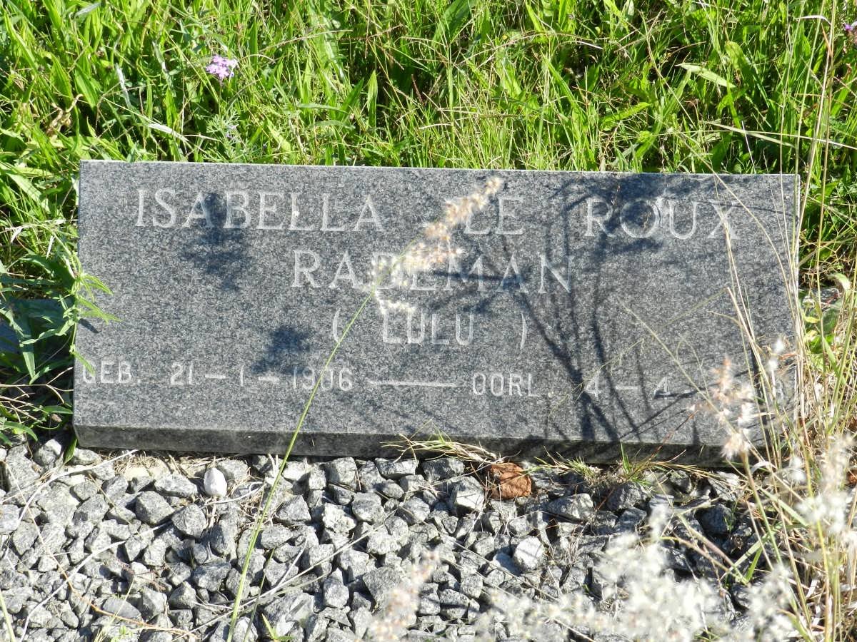 RADEMAN Isabella le Roux 1906-1988