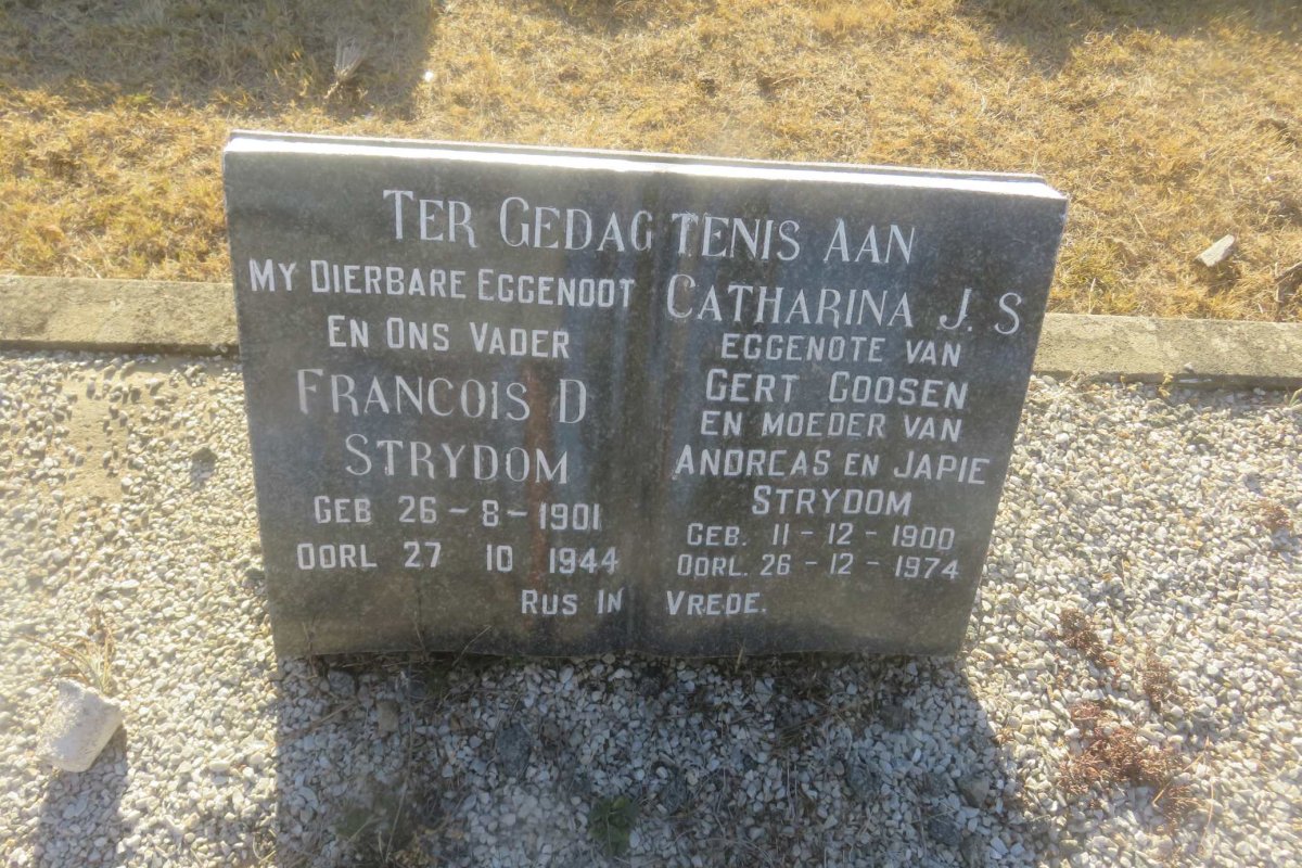 STRYDOM Francois D. 1901-1944 :: GOOSEN Catharina J.S. 1900-1974
