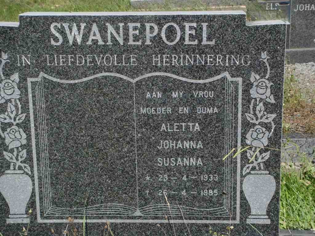 SWANEPOEL Aletta Johanna Susanna 1933-1985
