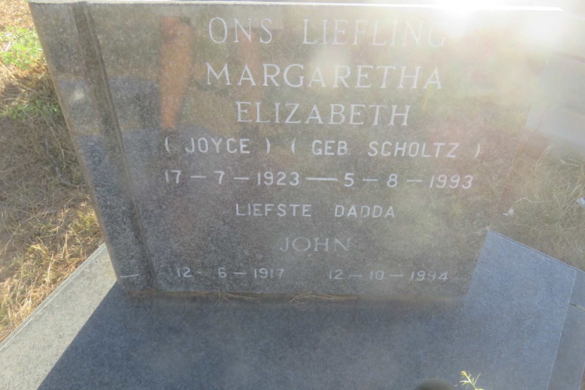 SMITH John 1917-1994 &amp; Margaretha Elizabeth SCHOLTZ 1923-1993