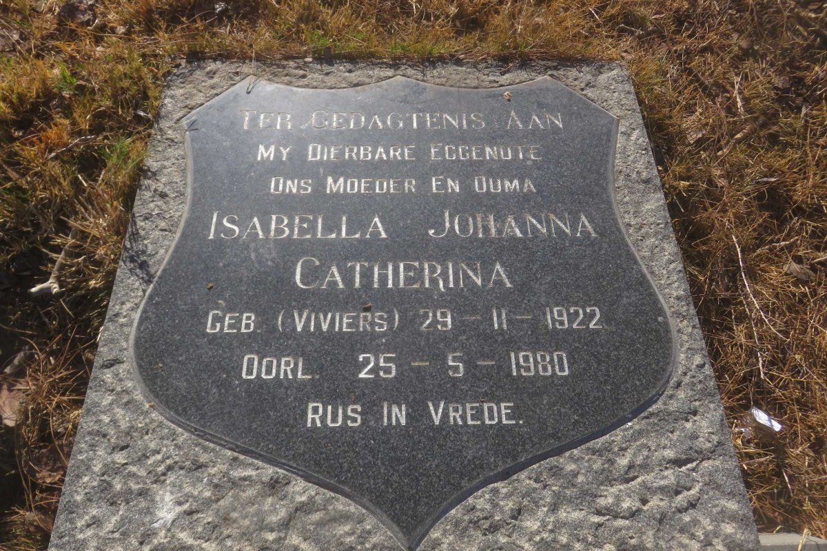 STADEN Isabella Johanna, van nee VIVIERS 1922-1980