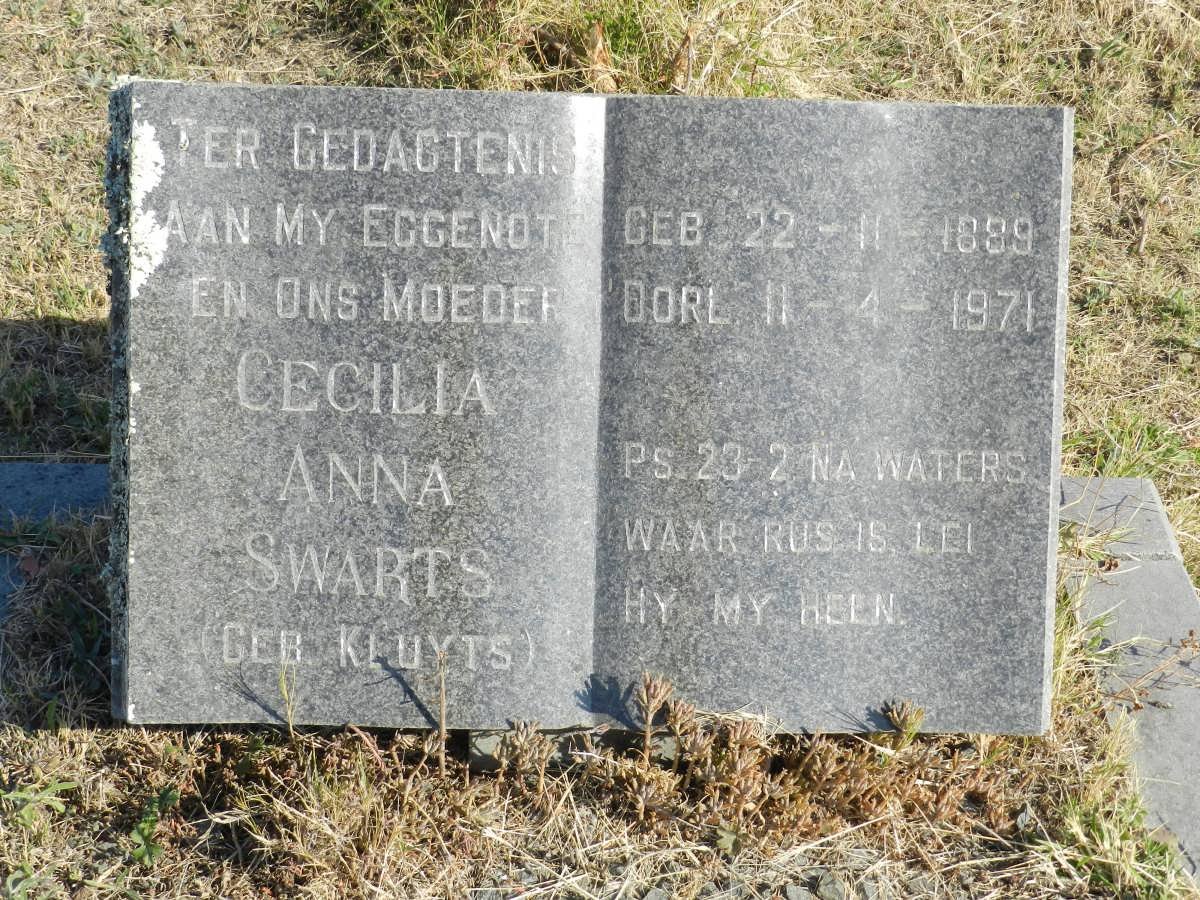 SWARTS Cecilia Anna nee KLUYTS 1889-1971