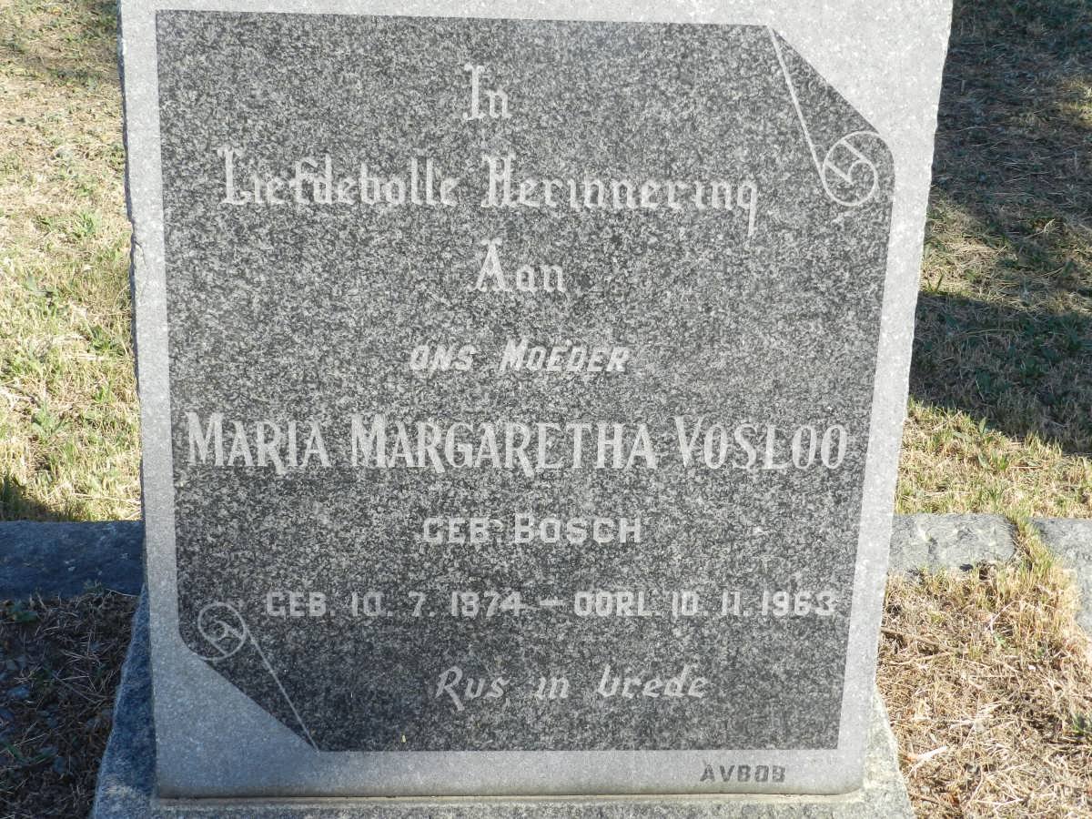 VOSLOO Maria Margaretha nee BOSCH 1874-1963