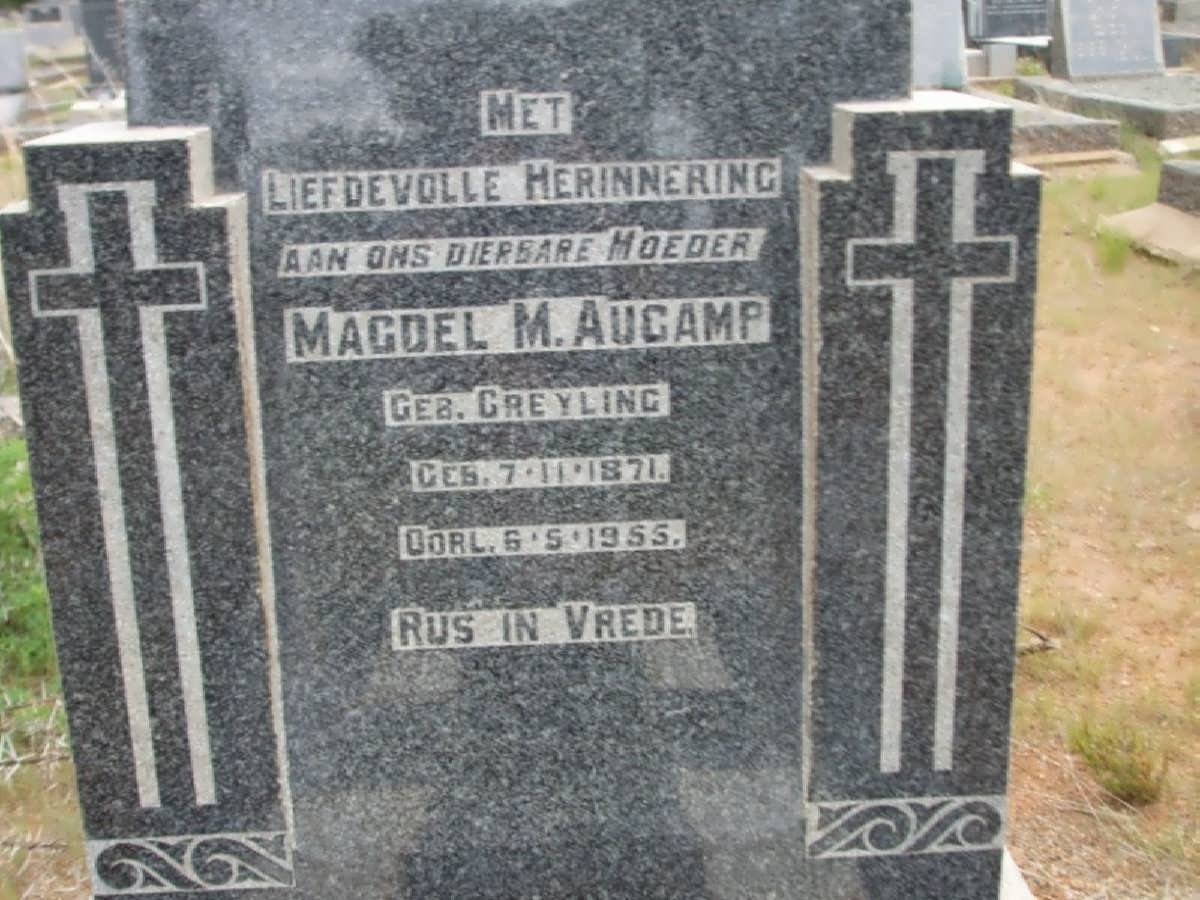 AUCAMP Magdel M. nee GREYLING 1871-1955