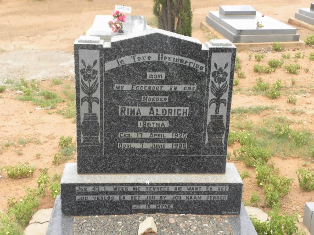 ALDRICH Rina nee BOTHA 1920-1986