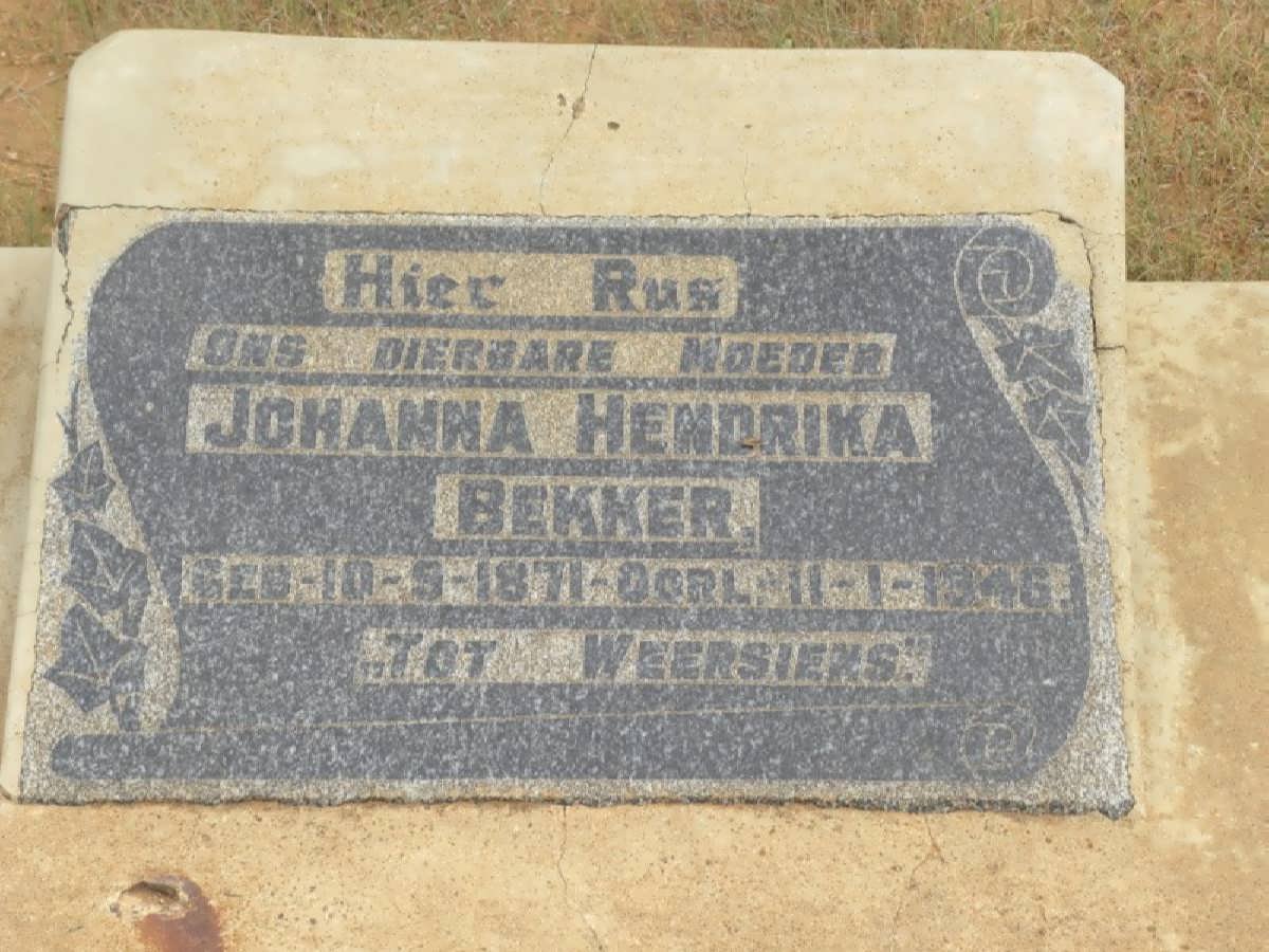 BEKKER Johanna Hendrika 1871-1946