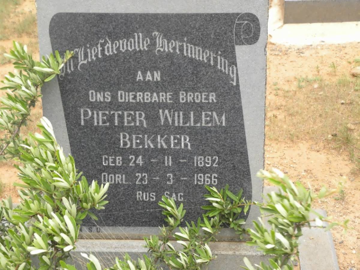 BEKKER Pieter Willem 1892-1966