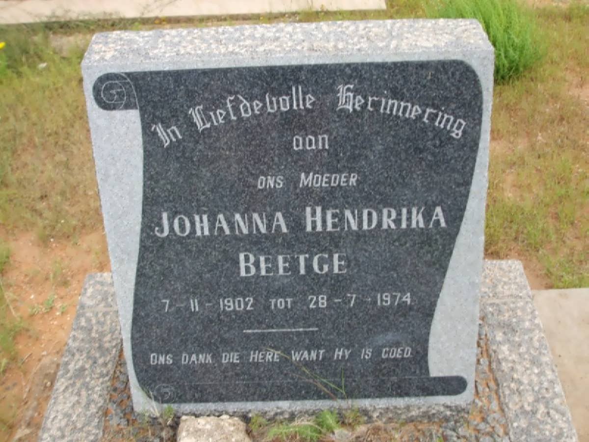 BEETGE Johanna Hendrika 1902-1974