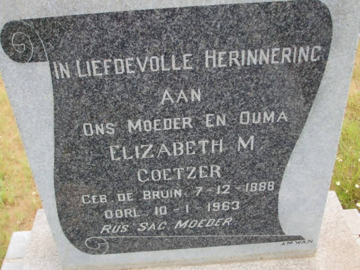 COETZER Elizabeth M. nee DE BRUIN 1888-1963