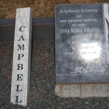 CAMPBELL Anna Maria Johanna 190?-1999