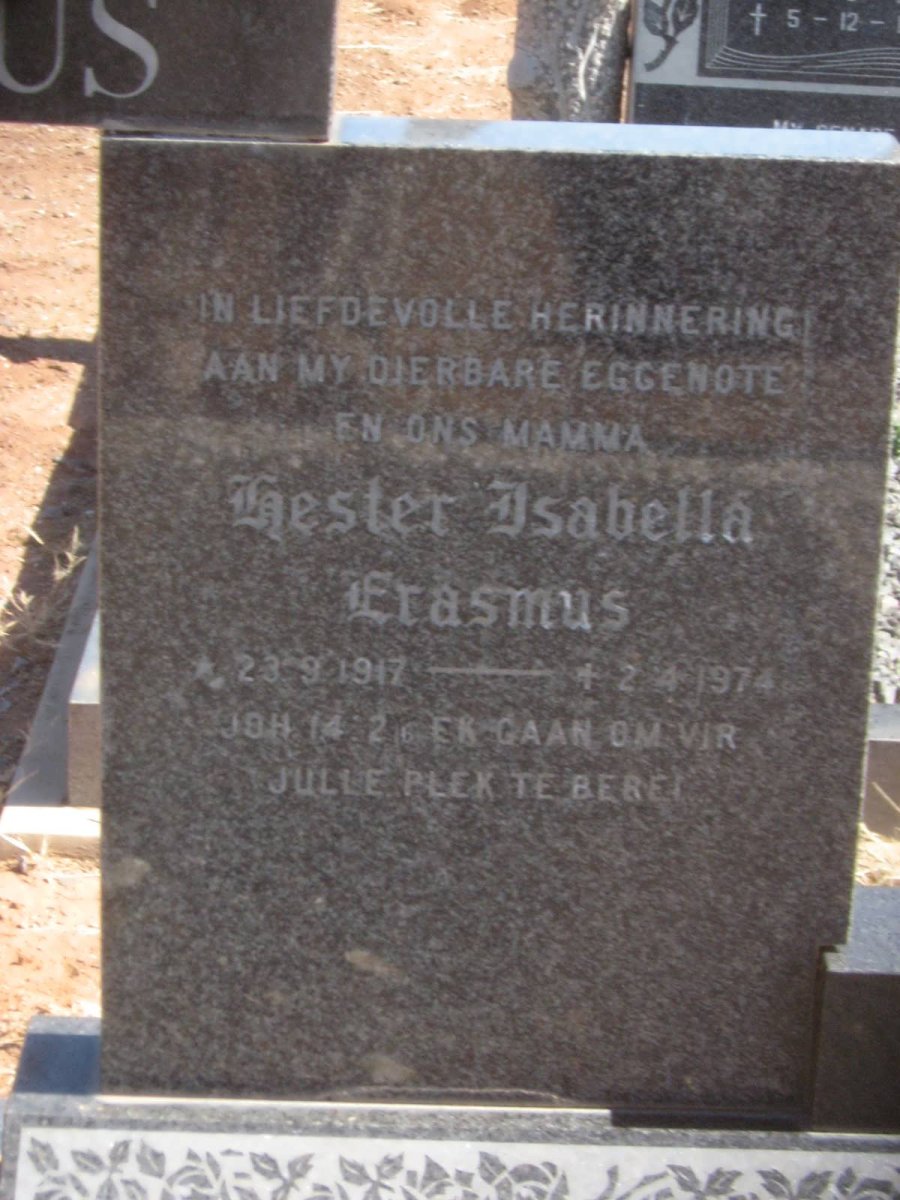ERASMUS Hester Isabella 1917-1974