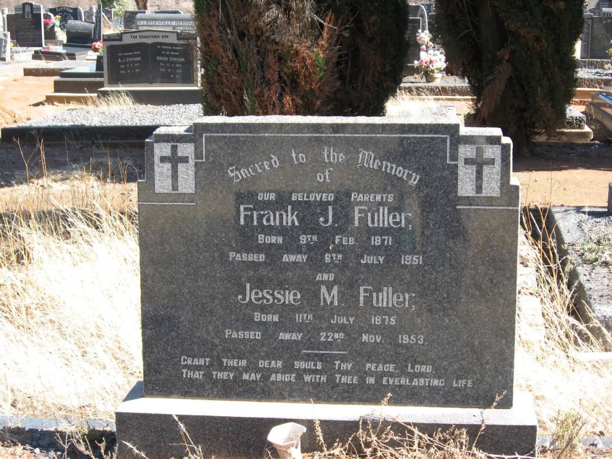 FULLER Frank J. 1871-1951 &amp; Jessie M. 1875-1953