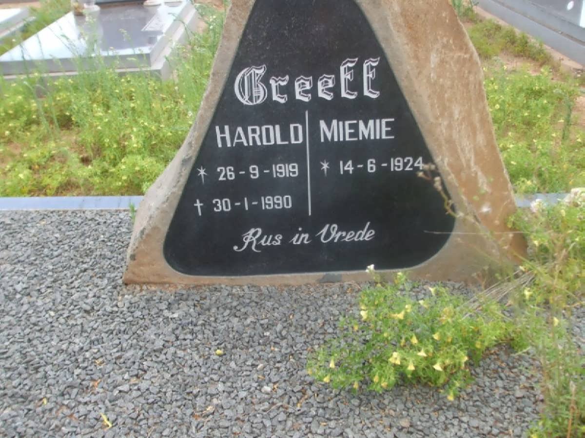 GREEFF Harold 1919-1990 &amp; Miemie 1924-
