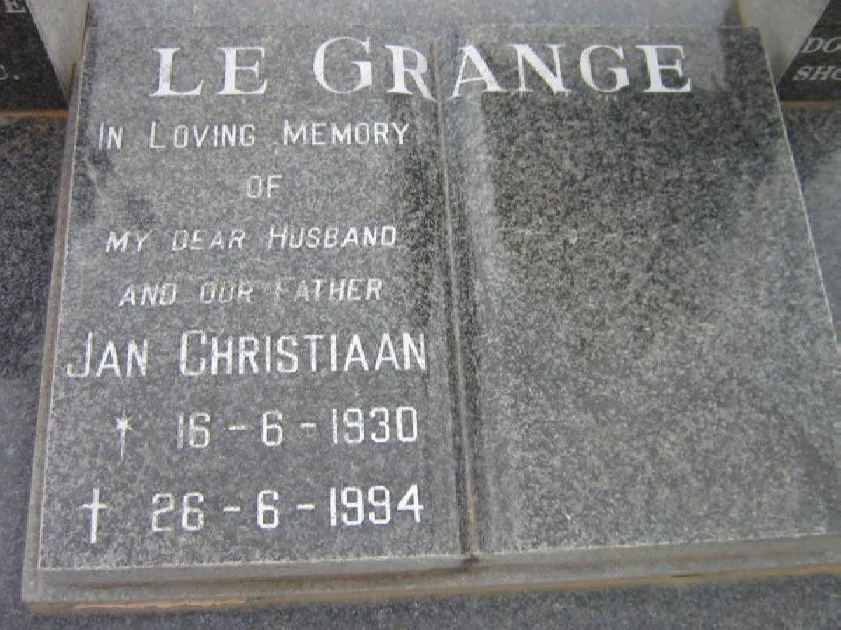 GRANGE Jan Christiaan, le 1930-1994