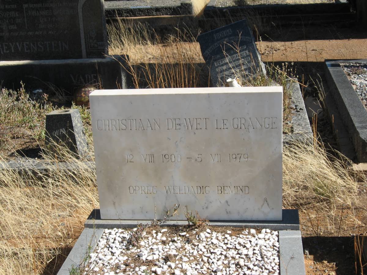 GRANGE Christiaan de Wet, le 1900-1979