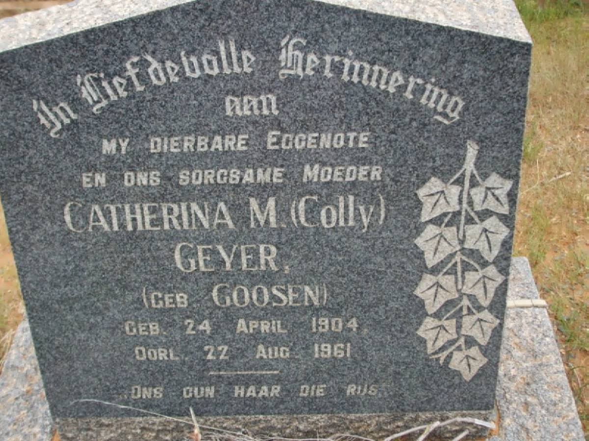 GEYER Catherina M. nee GOOSEN 1904-1961