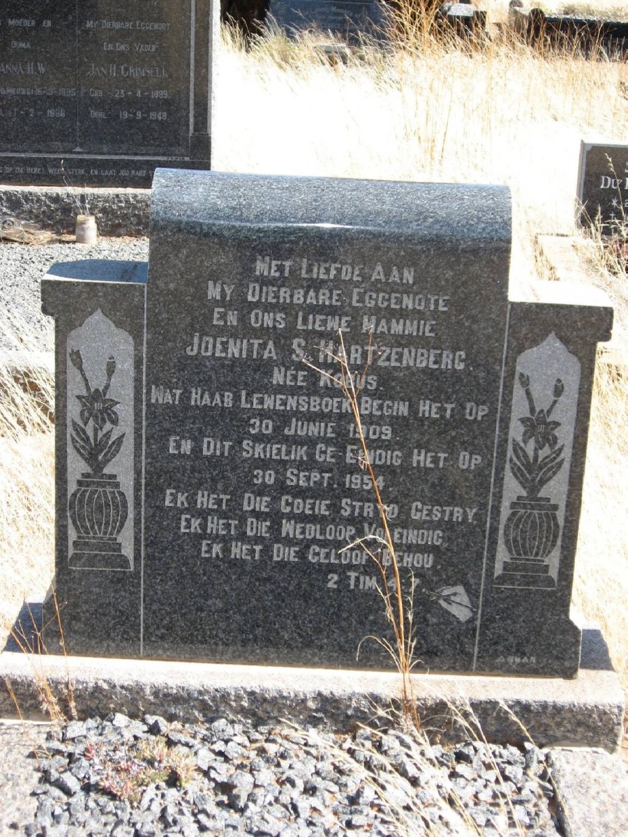 HARTZENBERG Joenita S. nee KOBUS 1909-1954