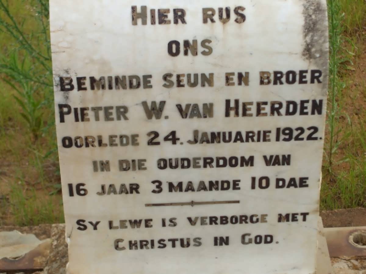 HEERDEN Pieter W., van -1922