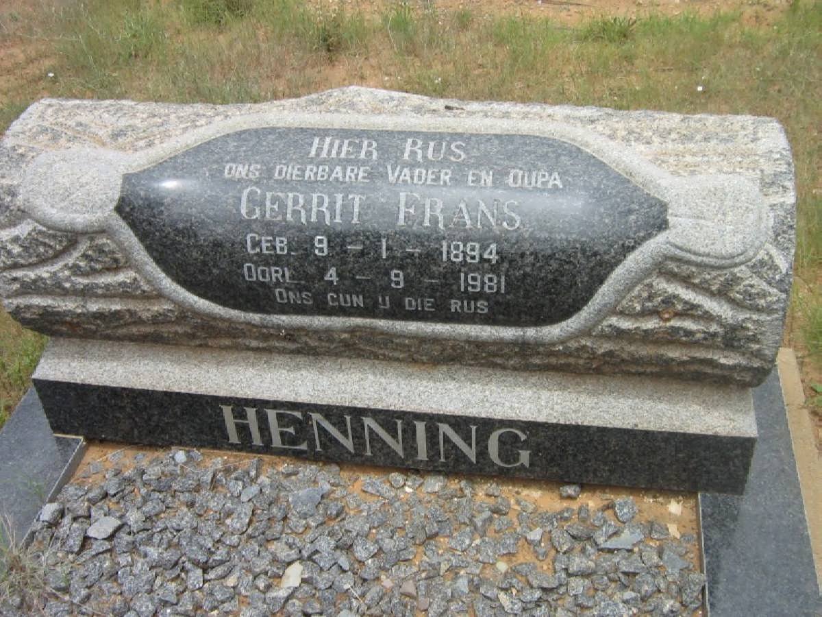 HENNING Gerrit Frans 1894-1981