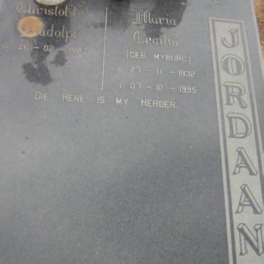 JORDAAN Chrisoffel Rudolph 1927- &amp; Maria Cecilia MYBURG 1932-1995