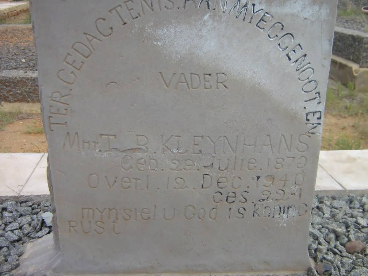 KLEYNHANS T.B. 1872-1940