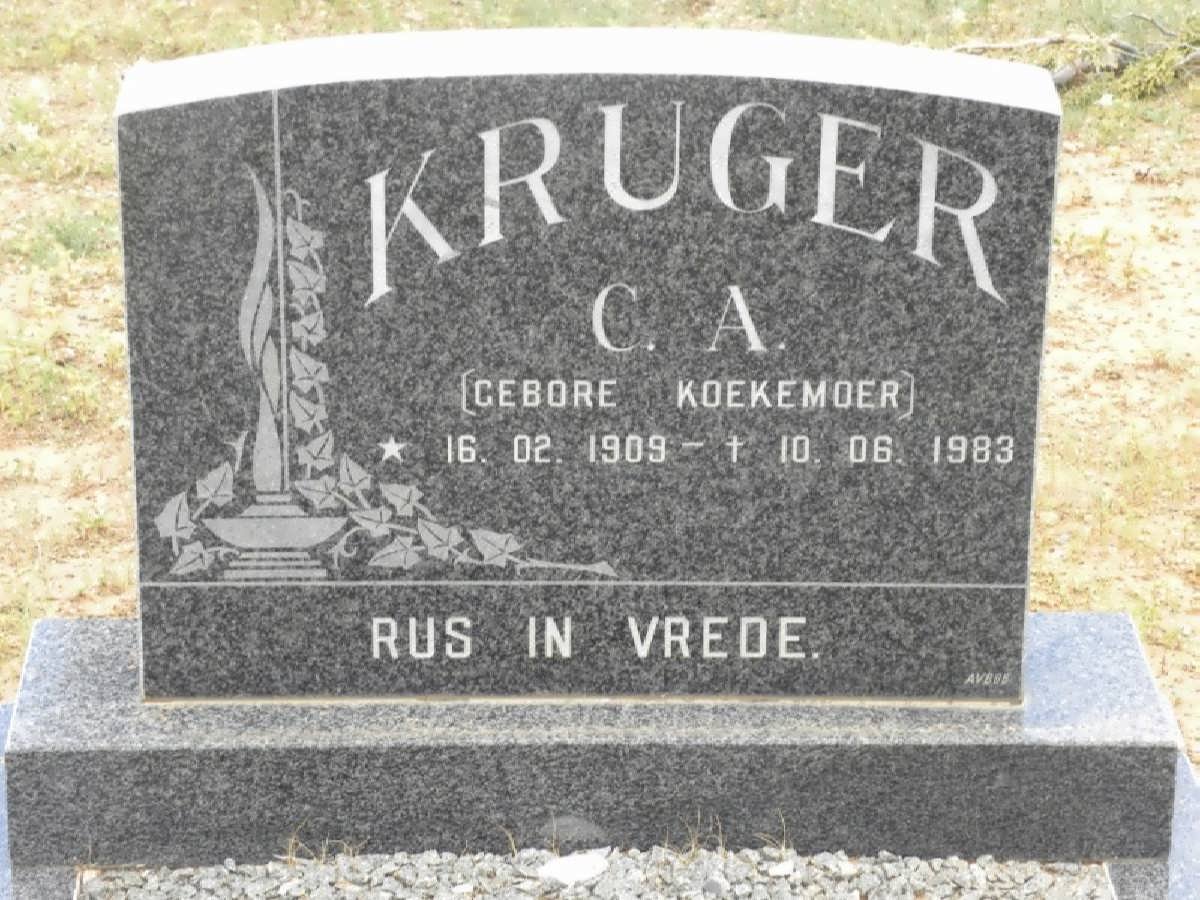 KRUGER C.A. nee KOEKEMOER 1909-1983