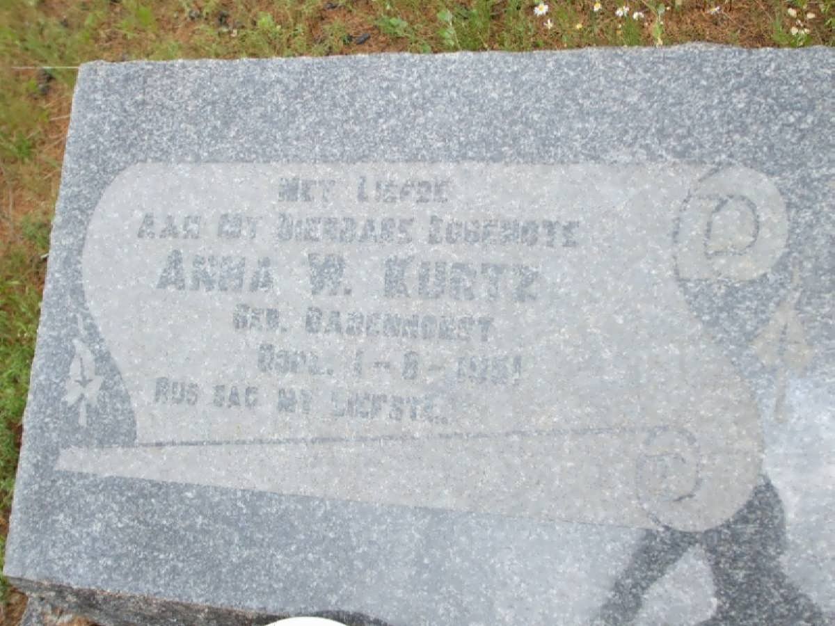 KURTZ Anna W. nee BADENHORST -1951