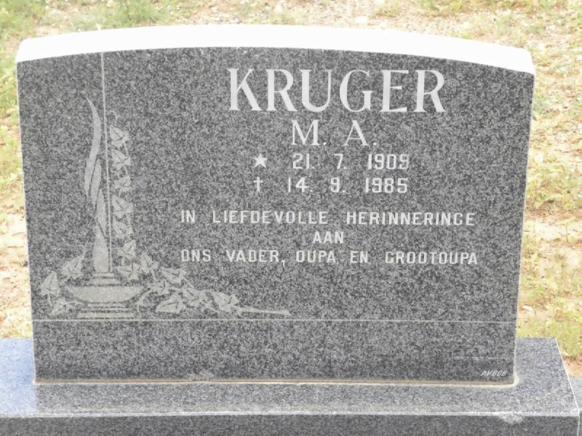 KRUGER M.A. 1909-1985