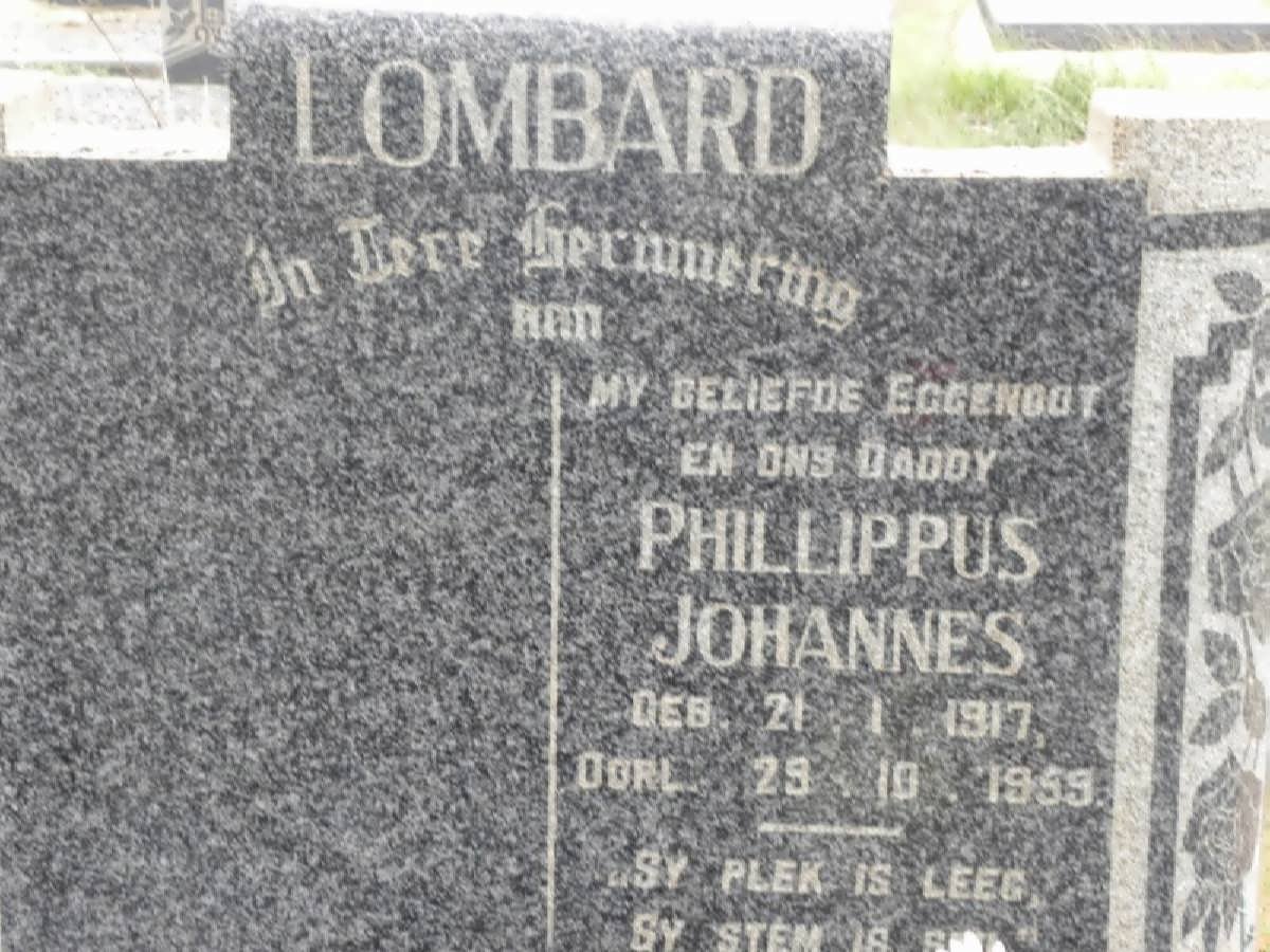 LOMBARD Phillippus Johannes 1917-1959