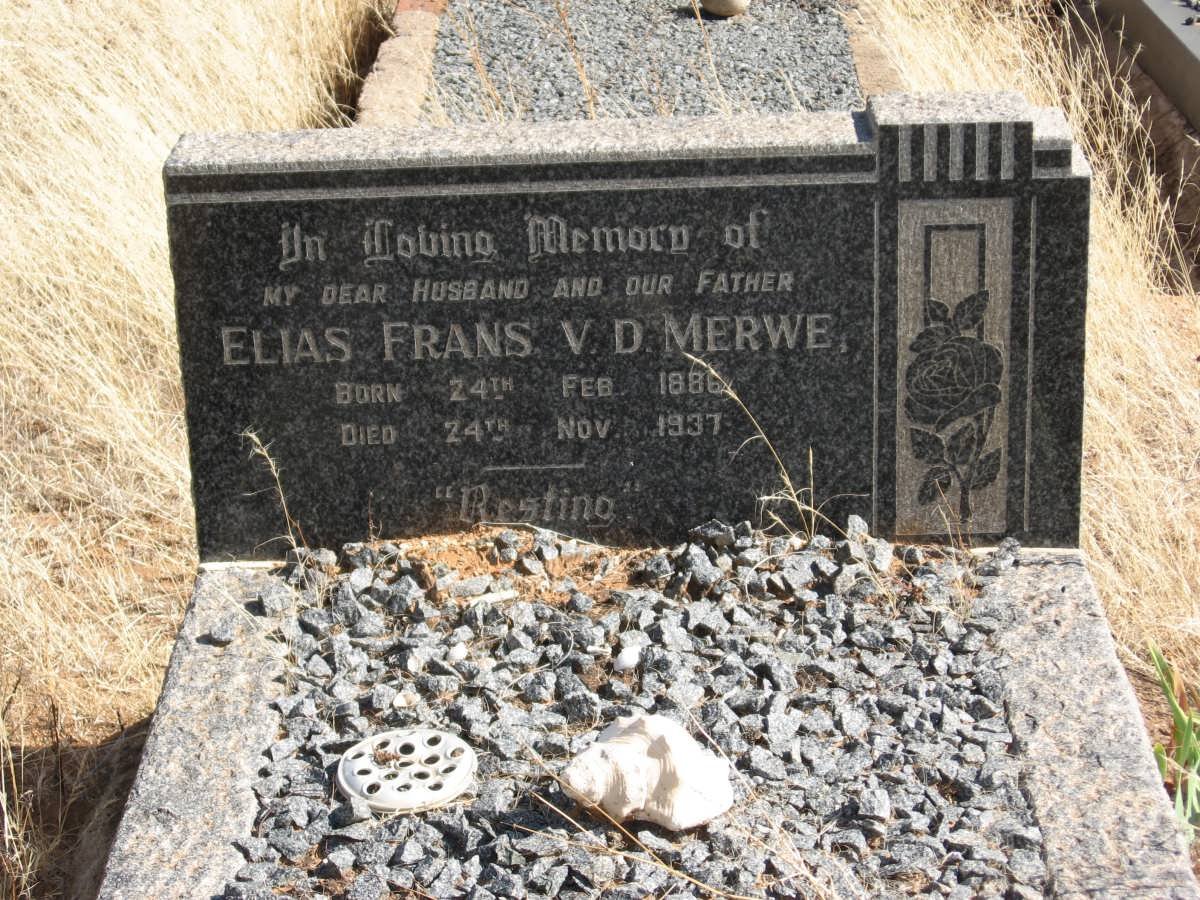 MERWE Elias Frans, v.d. 1886-1937