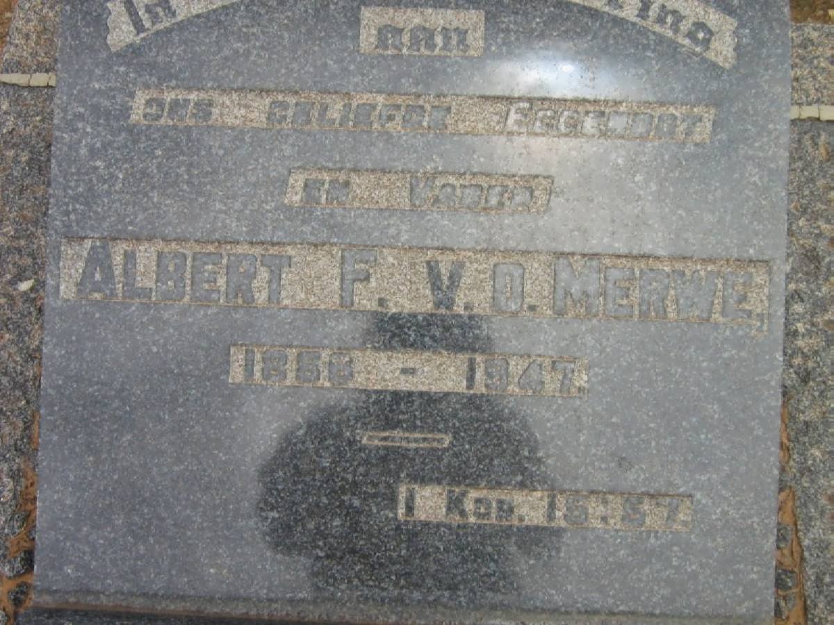 MERWE Albert F., v.d. 1886-1947
