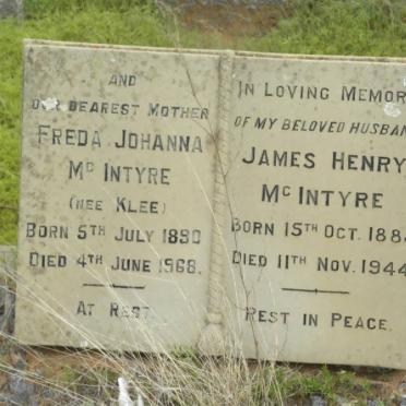 McINTYRE James Henry 1884-1944 &amp; Freda Johanna KLEE 1890-1968